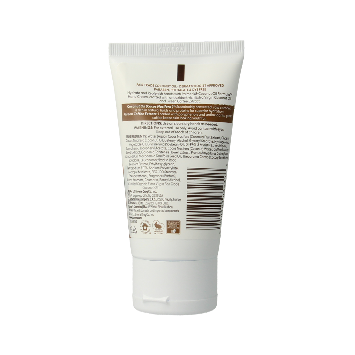 Palmers Coconut Oil Hand Cream tube, 60g, creamy body care product with nourishing coconut oil for soft, moisturized skin.