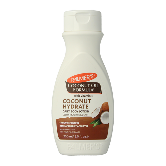 Palmers Coconut Oil Formula Body Lotion in 250ml bottle, smooth, hydrating body moisturizer with coconut oil for soft skin.