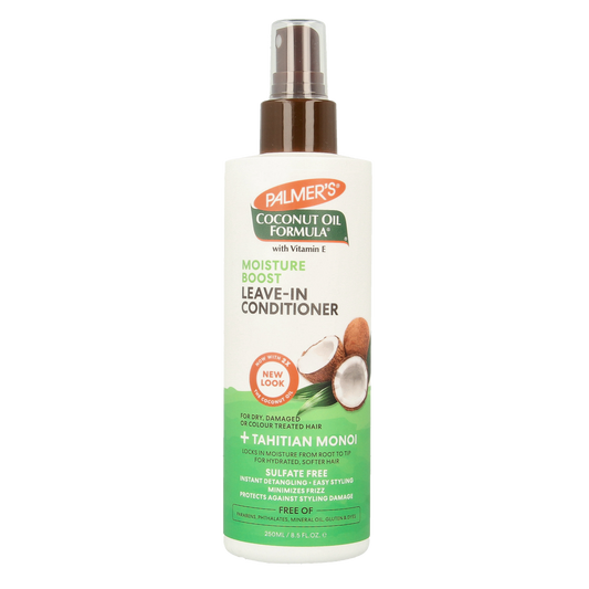 Palmers Coconut Oil Leave-In Conditioner bottle, 250ml, for hair care with nourishing coconut oil formula.