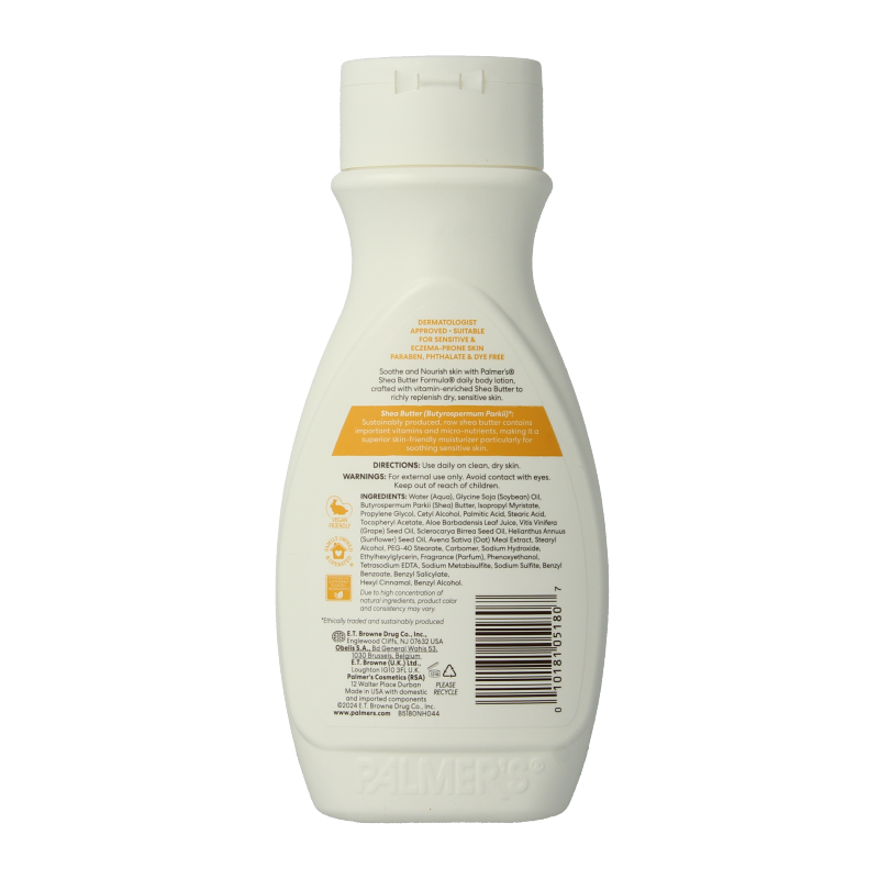 Palmers Shea Butter Formula lotion in a 250ml bottle, natural body moisturizer with nourishing shea butter for smooth skin.