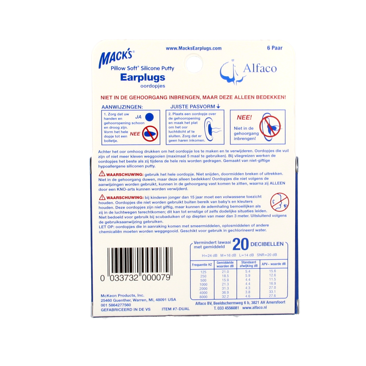 Macks earplugs for hearing protection, shown in a box with six pairs of soft, reusable earplugs for noise reduction.