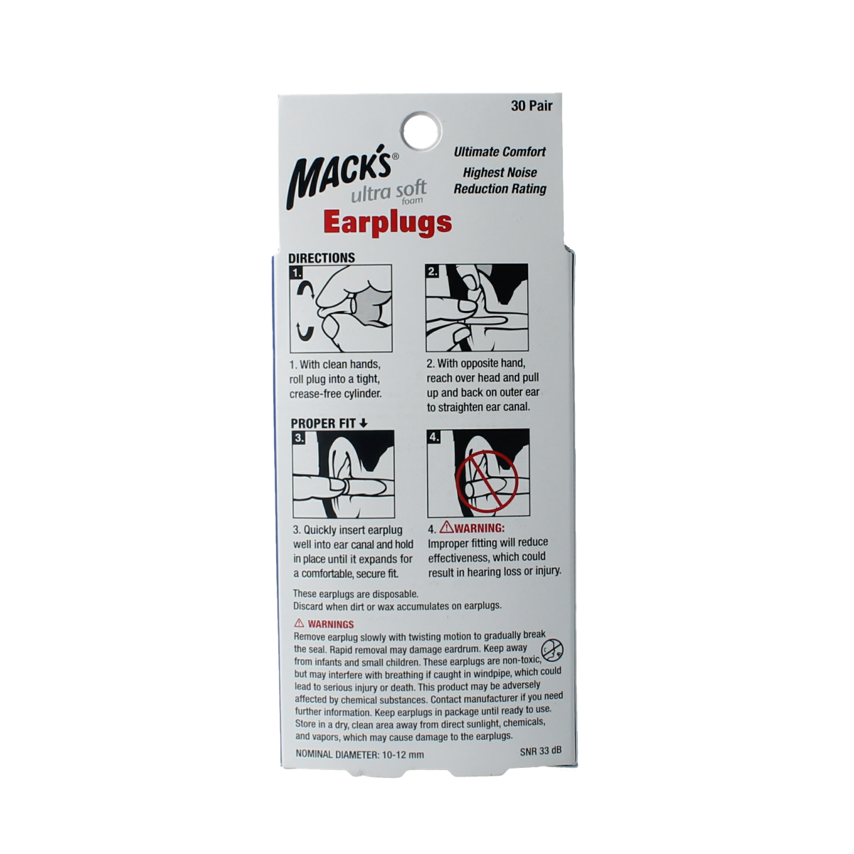 Macks Safesound Ultra hearing protection earplugs, pair of noise-canceling ear protection for loud environments.