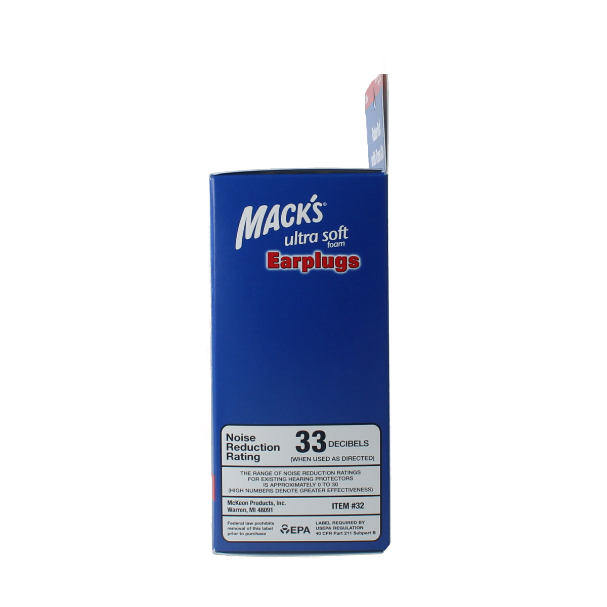 Macks Safesound Ultra hearing protection earplugs, pair, soft foam ear tips for noise reduction and hearing safety.