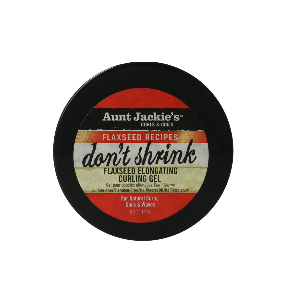 Aunt Jackie's Curl Gel with flaxseed in a 426g jar, ideal for defining curls and styling hair naturally.