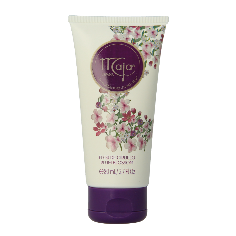 Maja Plum Blossom Hand Cream 80ml, moisturizing hand care with floral fragrance, in a sleek tube.