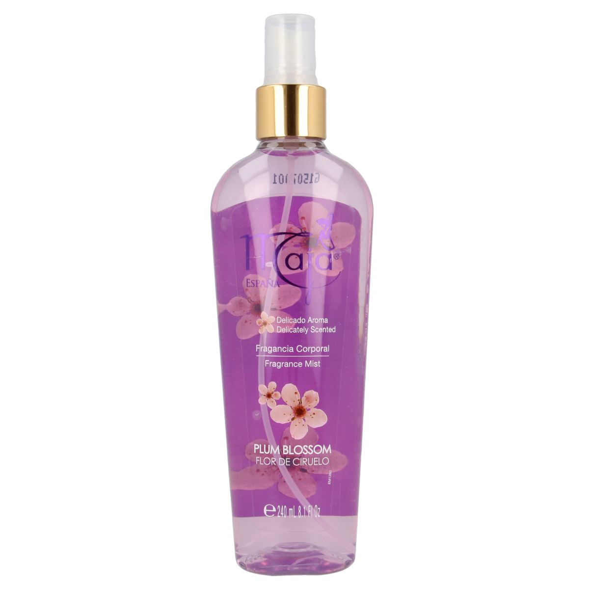 Maja Plum Blossom Bodysplash 240ml, a floral fragrance body spray with plum blossom scent, showcased in the image.