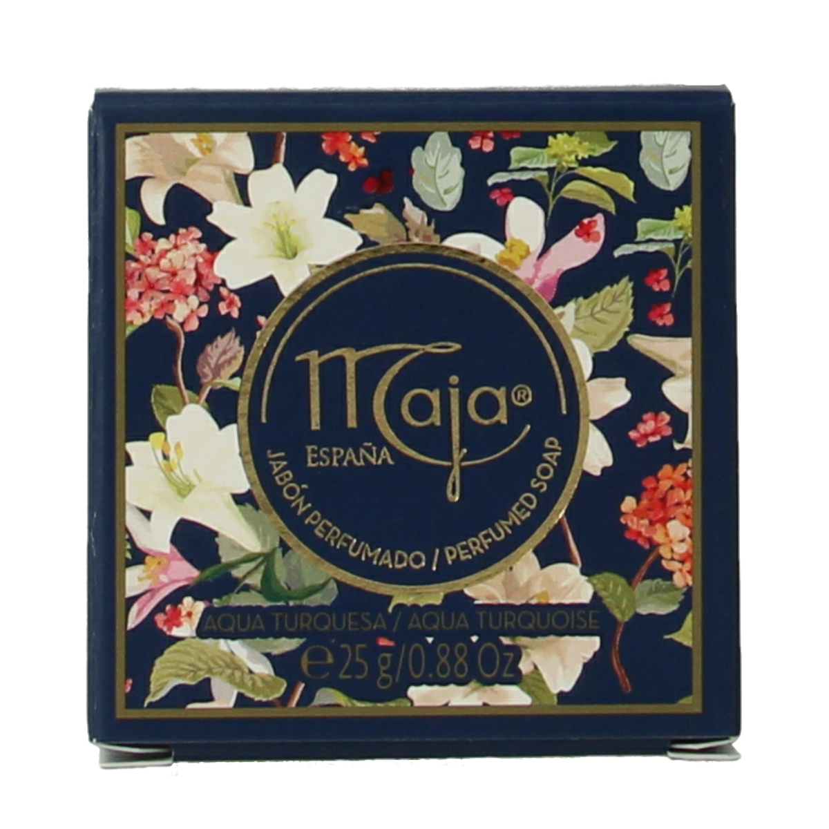 Maja Aqua turquesa soap bar, 25g, featuring a smooth turquoise appearance and compact size, ideal for gentle hand cleansing.