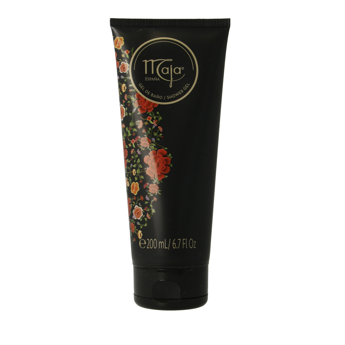 Maja Classic bath and shower gel tube, 200ml, with white and blue packaging, showing the product label and cap.