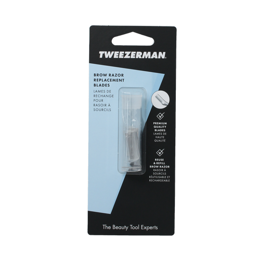 Tweezerman Brow razor replacement blades, set of 4, for precise facial hair shaping and eyebrow grooming.