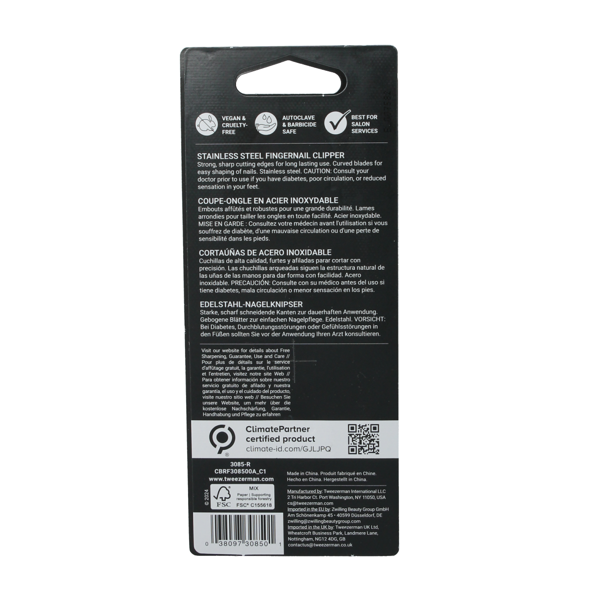 Tweezerman stainless steel nail clipper for precise toenail and fingernail trimming, durable and easy to use.