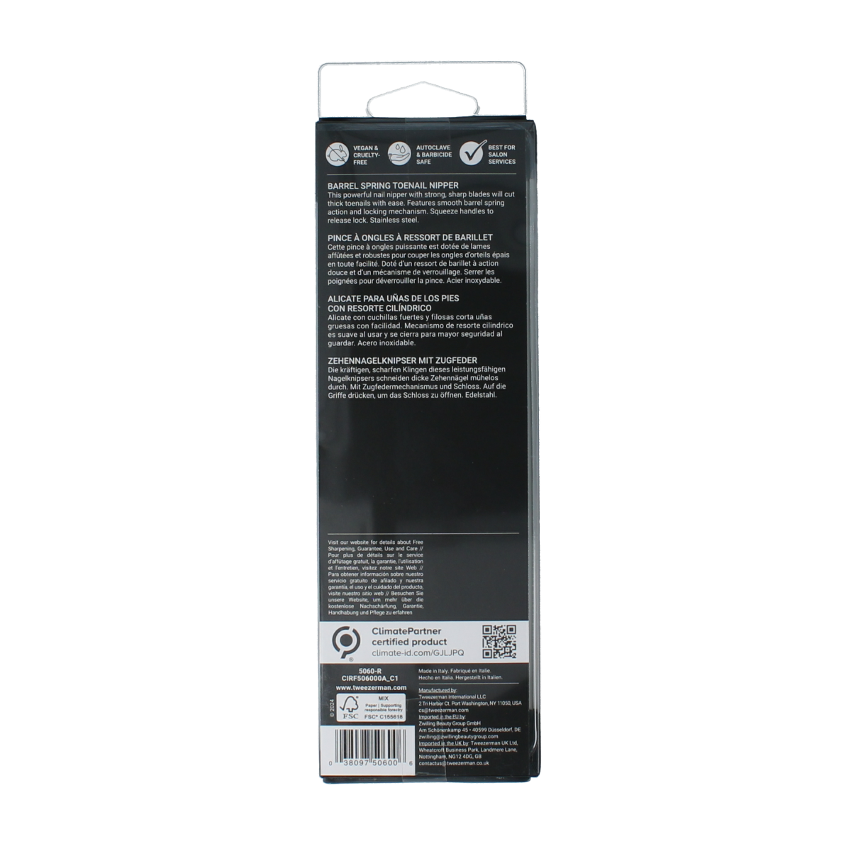Tweezerman extra thick toenail clipper for manicures and pedicures, stainless steel, with ergonomic handle, professional grooming tool.