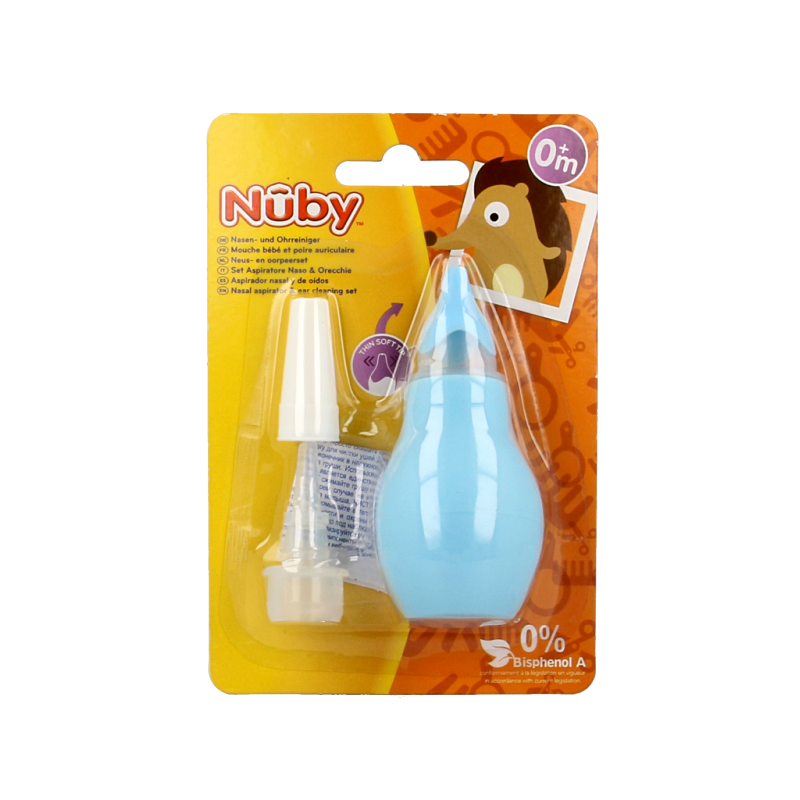 Nuby baby nose cleaner and ear cleaner set with soft tips, designed for gentle infant and toddler ear and nasal hygiene.