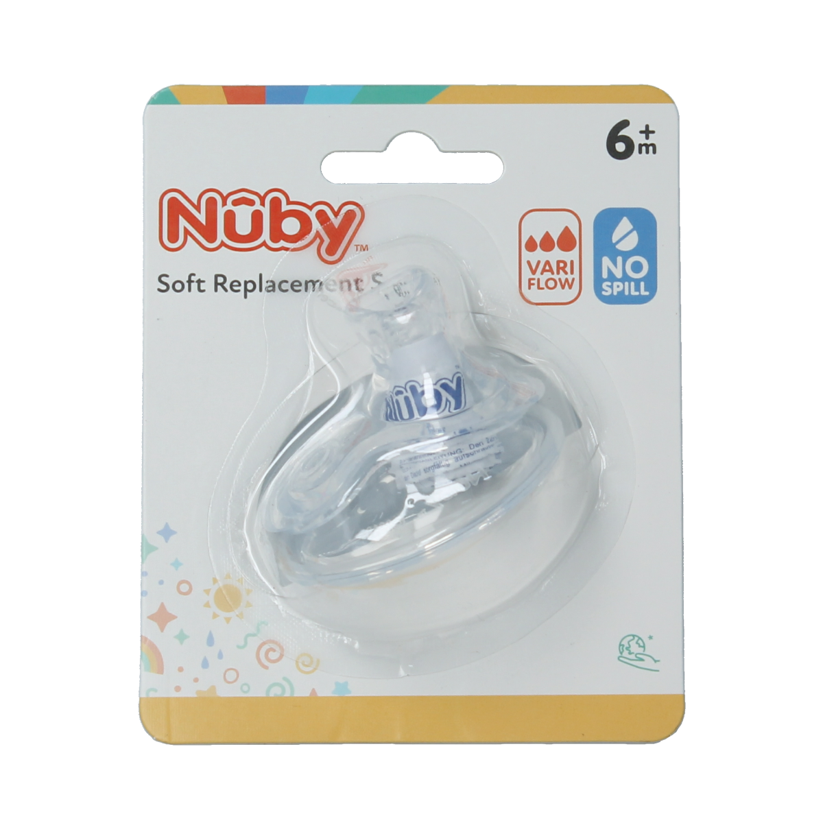Nuby Vervangspeen beker ID10052, replacement teat for baby bottle, in natural silicone, designed for easy feeding.