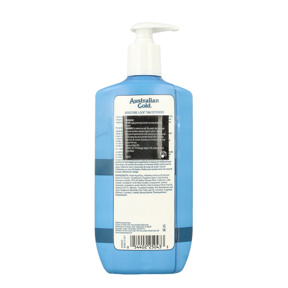 Australian Gold Moisture Lock After Sun lotion in a 473ml bottle, designed to hydrate skin after sun exposure