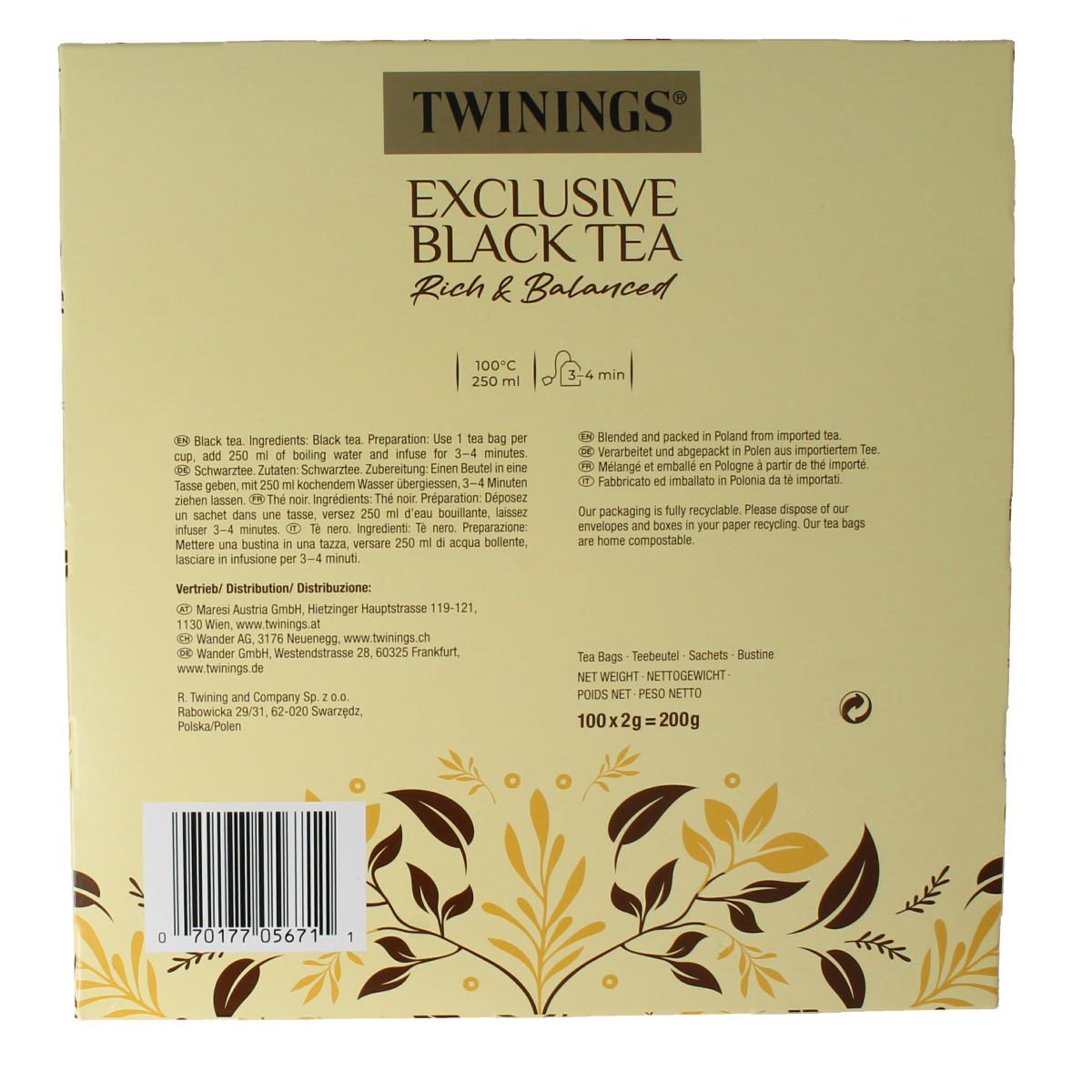 Twinings Exclusive black tea envelop 100.00 Zakjes