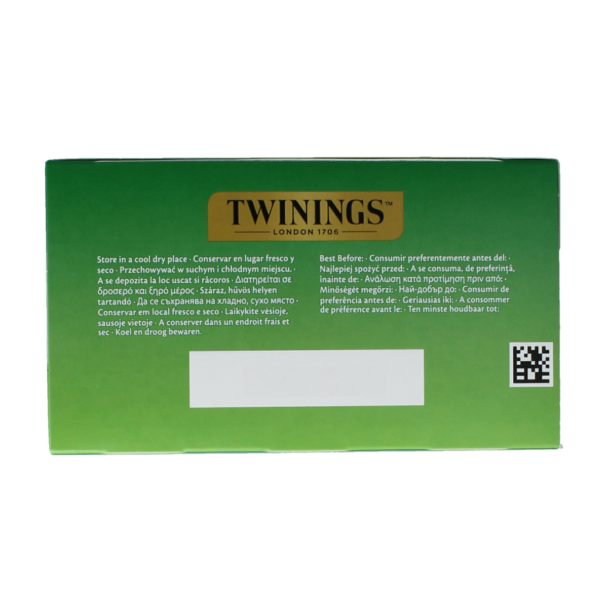 Twinings Green Lemon Envelop Tea sachets, 50 count, showcasing the tea packaging with lemon flavor in a box.