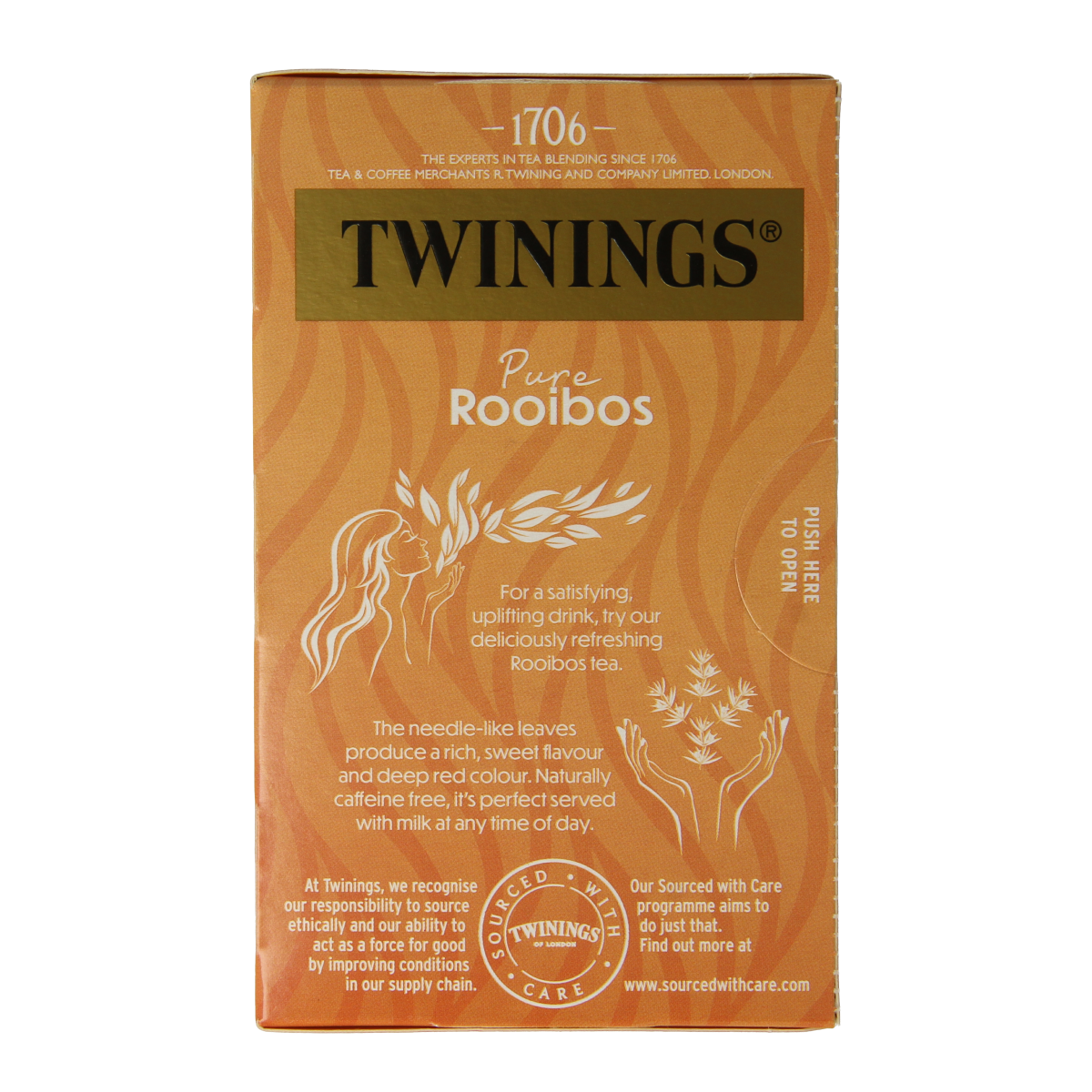 Twinings Rooibos herbal tea bags, 20-count, in a box showing the tea bag packaging and branding