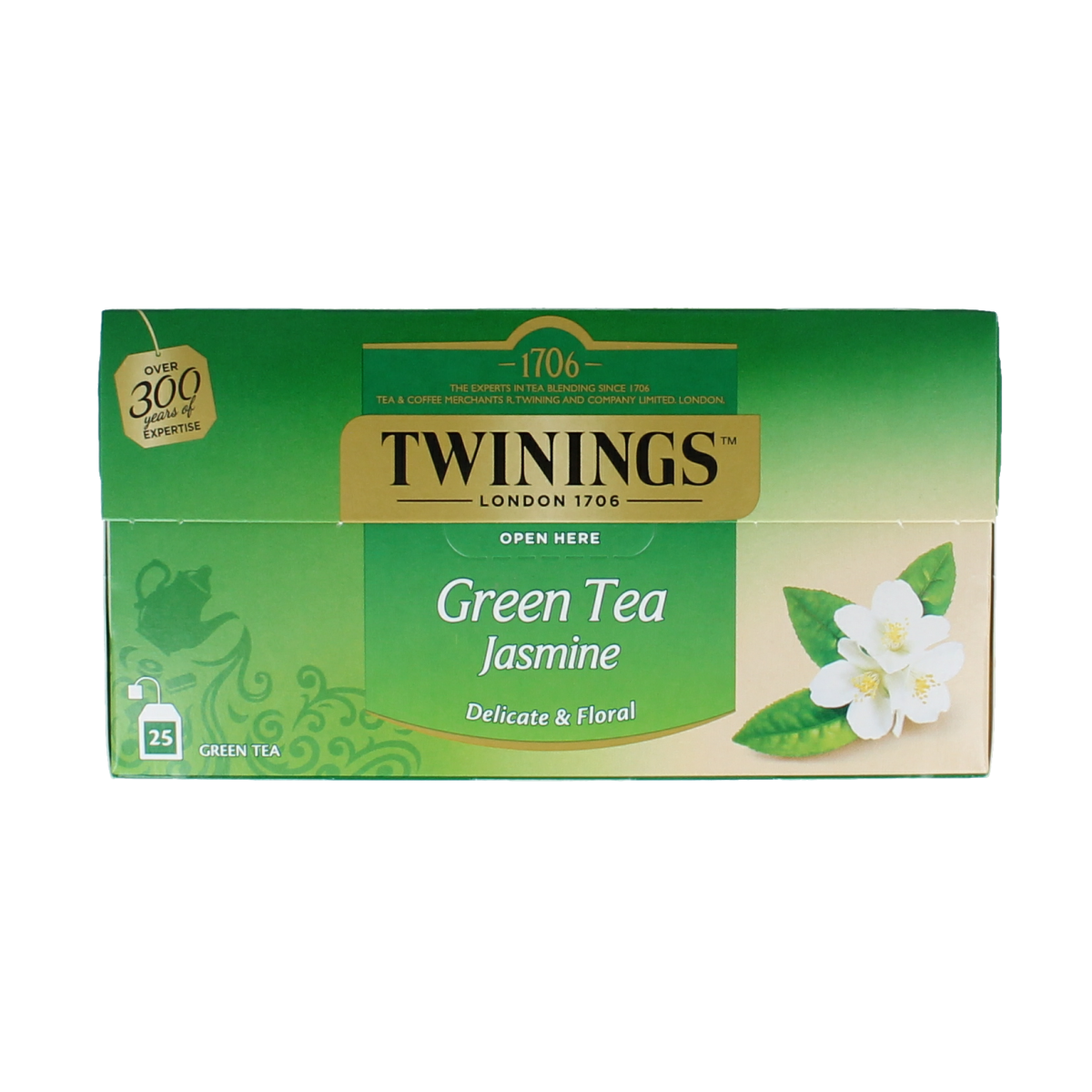 Twinings groene thee jasmijn in een theezakje, 25 stuks, verse en aromatische groene thee met jasmijnbloesem.