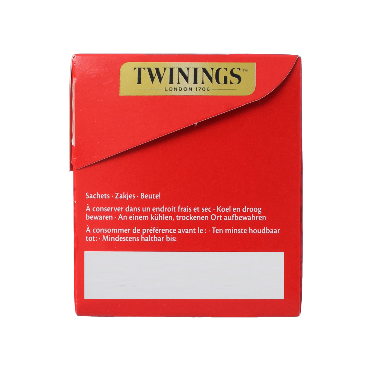Twinings English Breakfast tea envelopes in a black box, 25 tea bags for a rich, traditional breakfast brew.