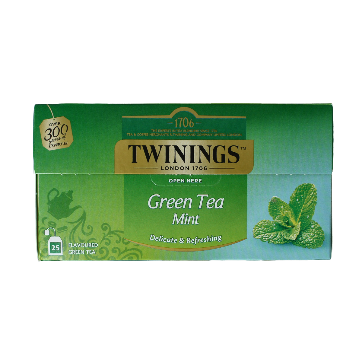 Twinings Pepermunt tea bags in a box, showcasing the packaging for herbal mint tea.