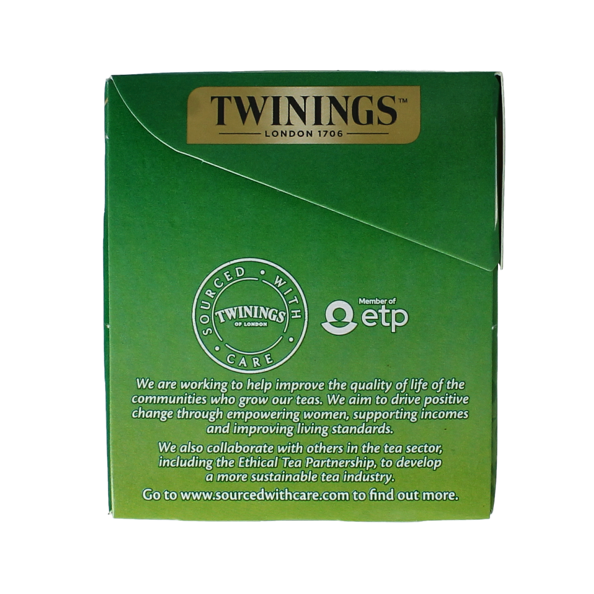 Twinings Pepermunt tea bags, 25-count, showcasing mint-flavored herbal tea in a green box with tea bags inside.