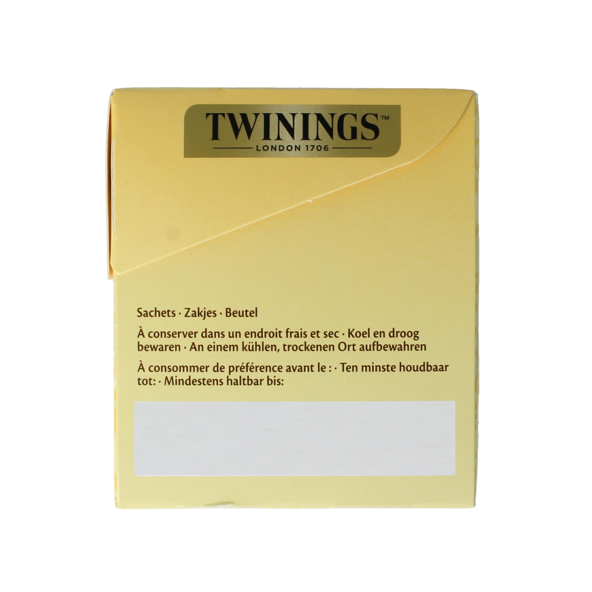 Twinings Earl Grey Decaf envelop tea bags in black packaging, 25 count, for a flavorful caffeine-free tea experience.