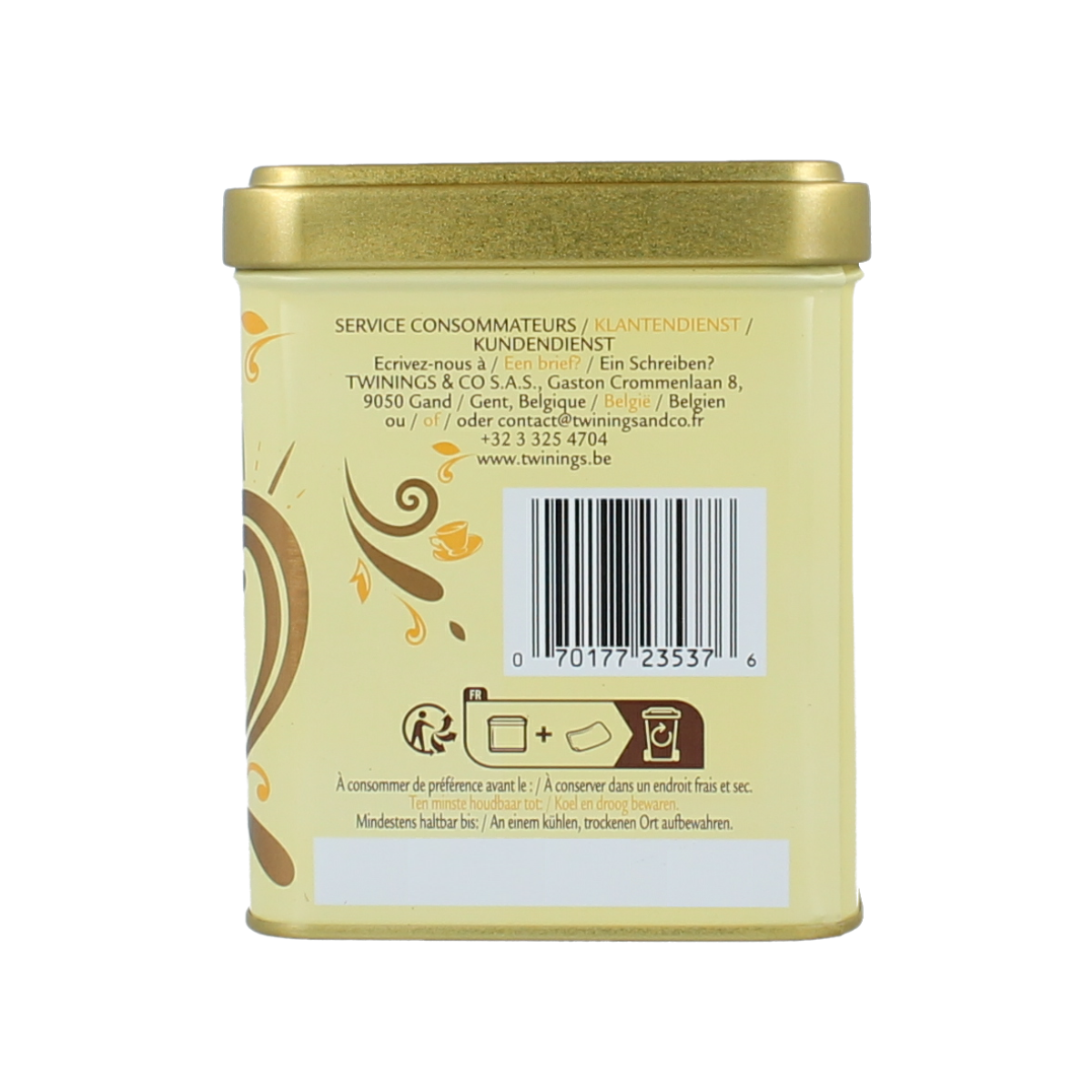 Twinings Earl Grey tea in a 200g tin, featuring classic black tea with bergamot aroma and distinctive packaging.