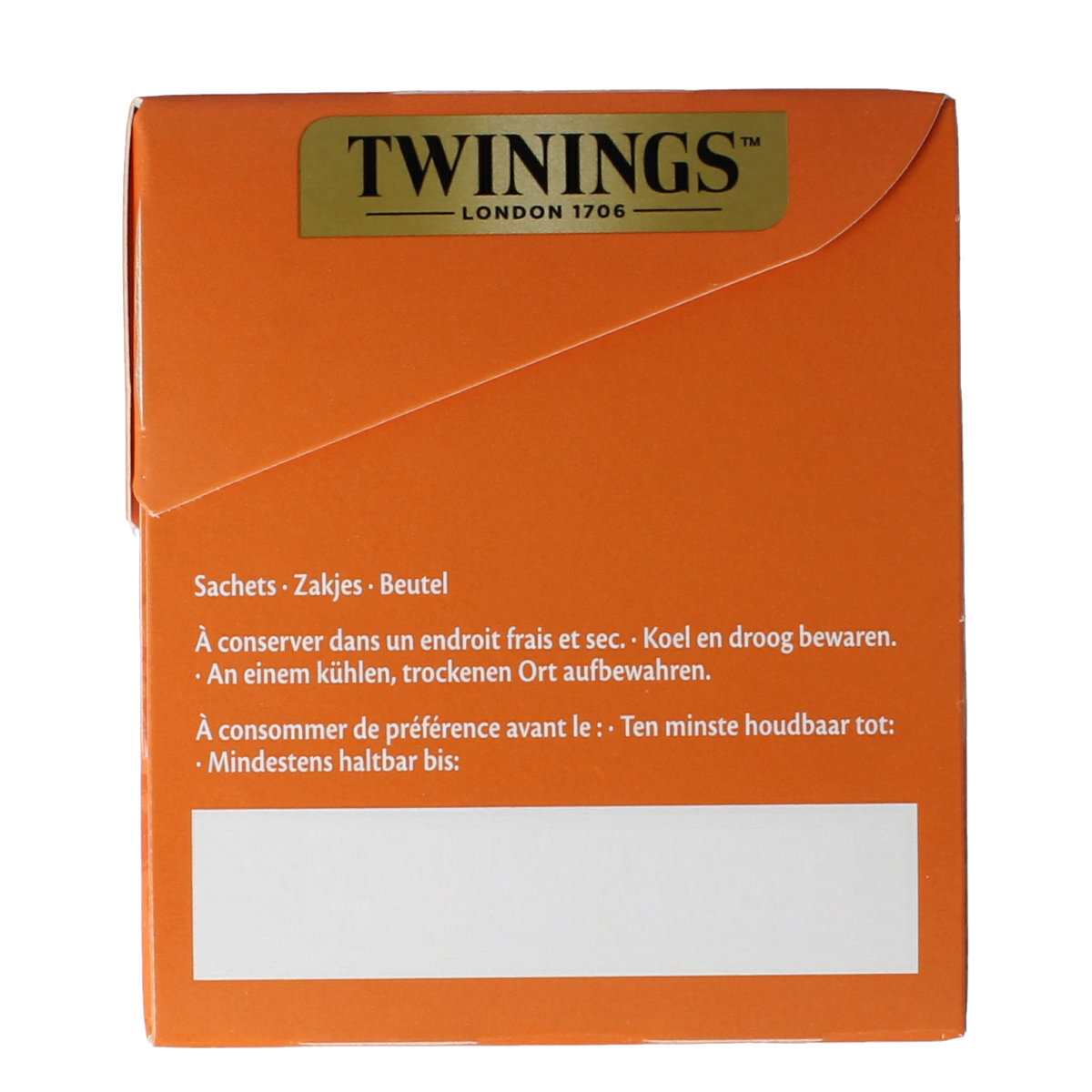 Twinings Pure Ceylon tea bags, 25 count, in a box with tea leaves and branding visible, from the Koffie en Thee product line.