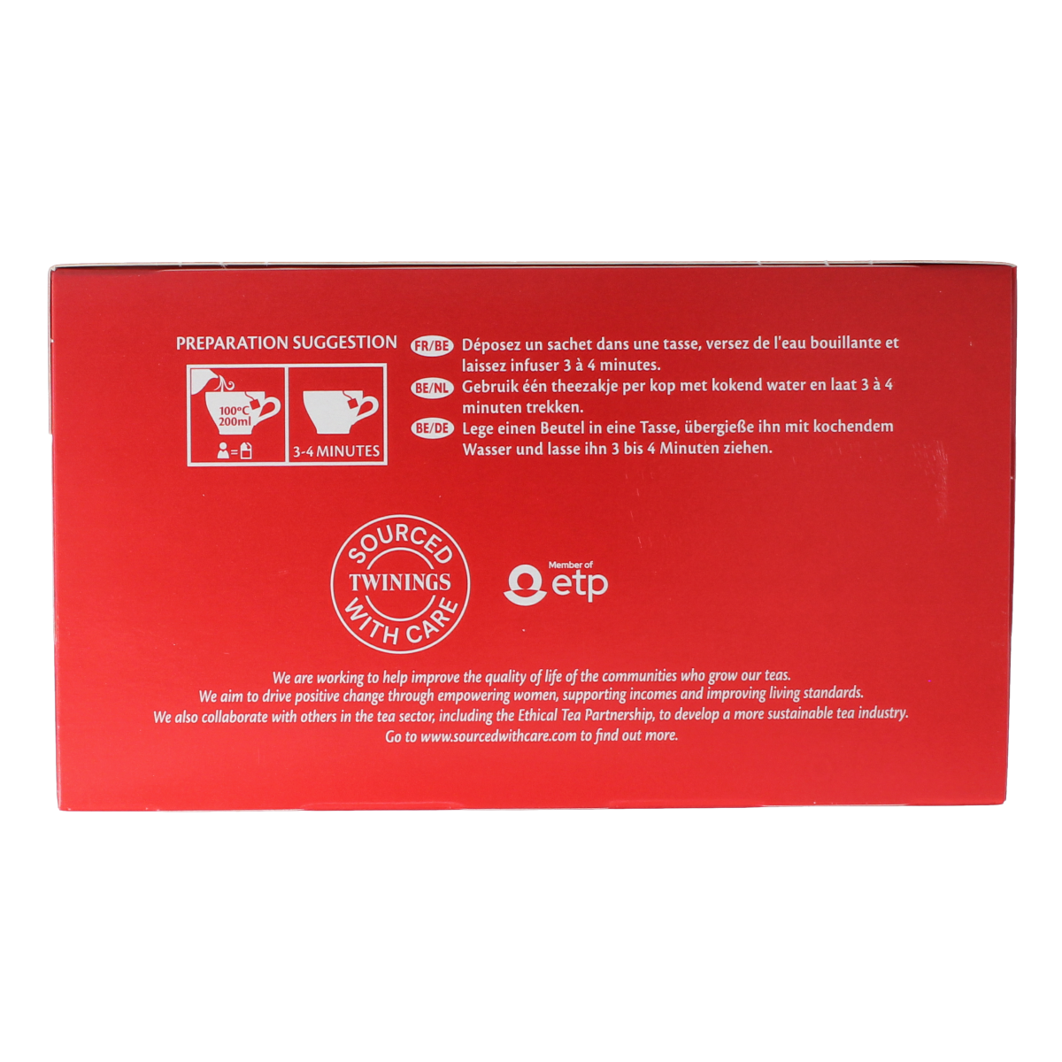 Twinings English Breakfast tea envelopes, 50 pack, individually wrapped tea bags in a box, ideal for breakfast or daily tea.