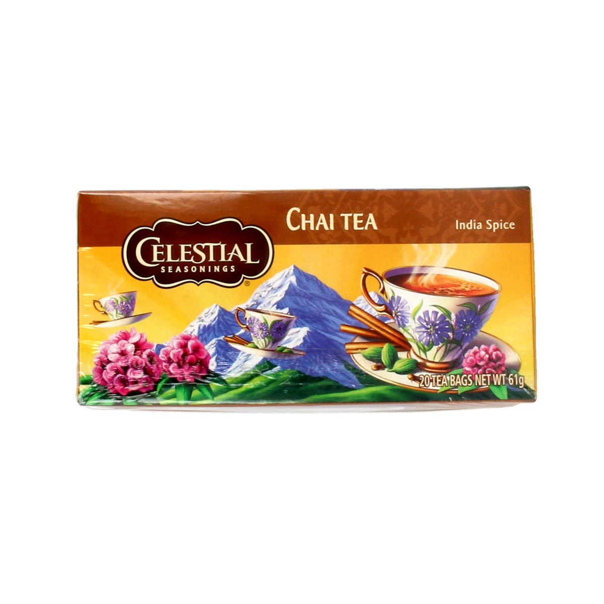 Celestial Seasonings Chai Tea Indian Spice boxes with 20 tea bags, featuring spiced chai tea blend and packaging.