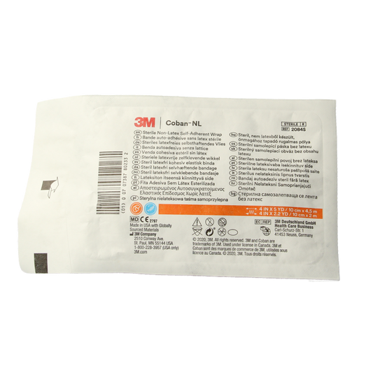 3M Coban self-adhesive bandage 10x4.5m, flexible elastic wrap for securing dressings or supporting injuries.