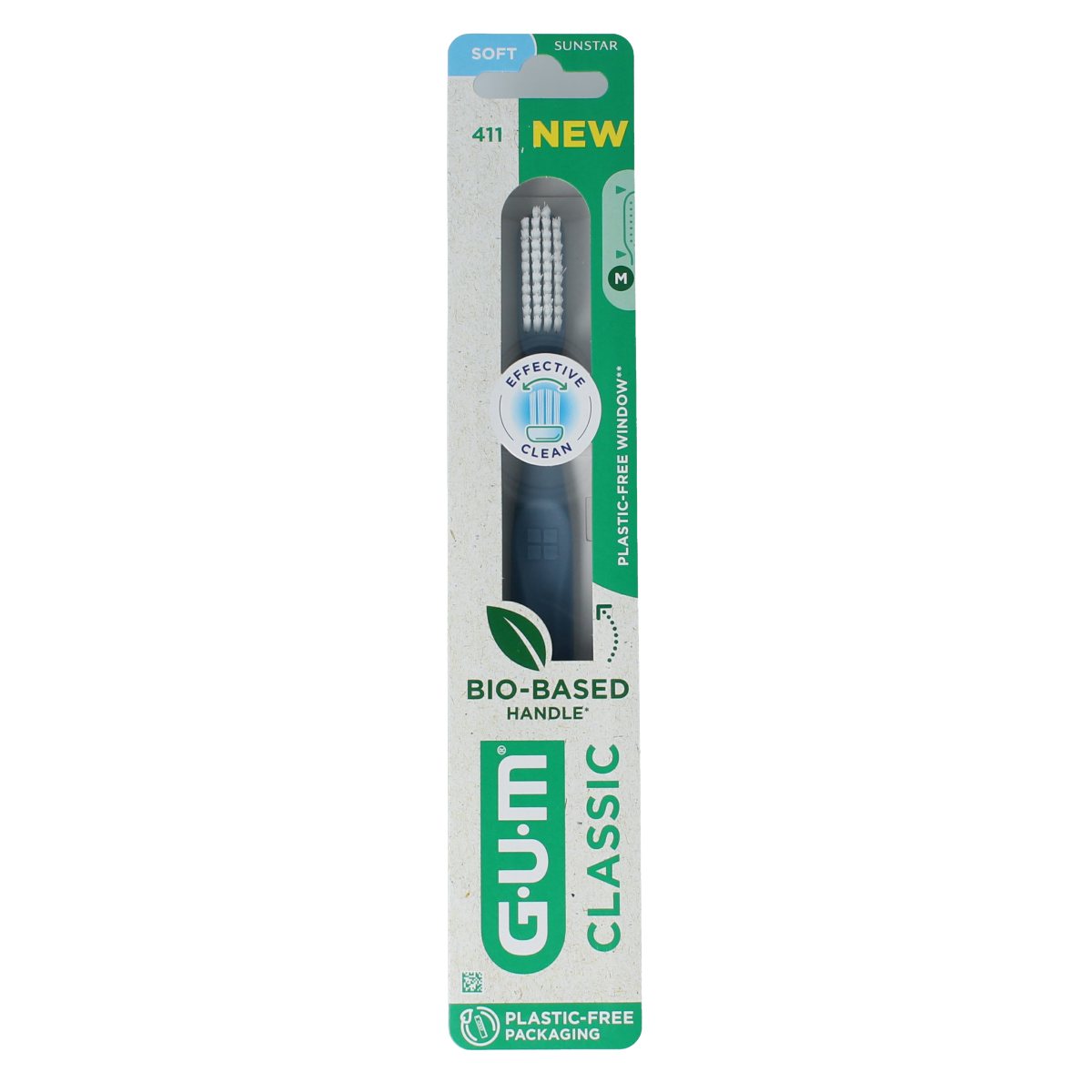 GUM Classic Soft large head toothbrush, single unit, with soft bristles for gentle cleaning of teeth and gums