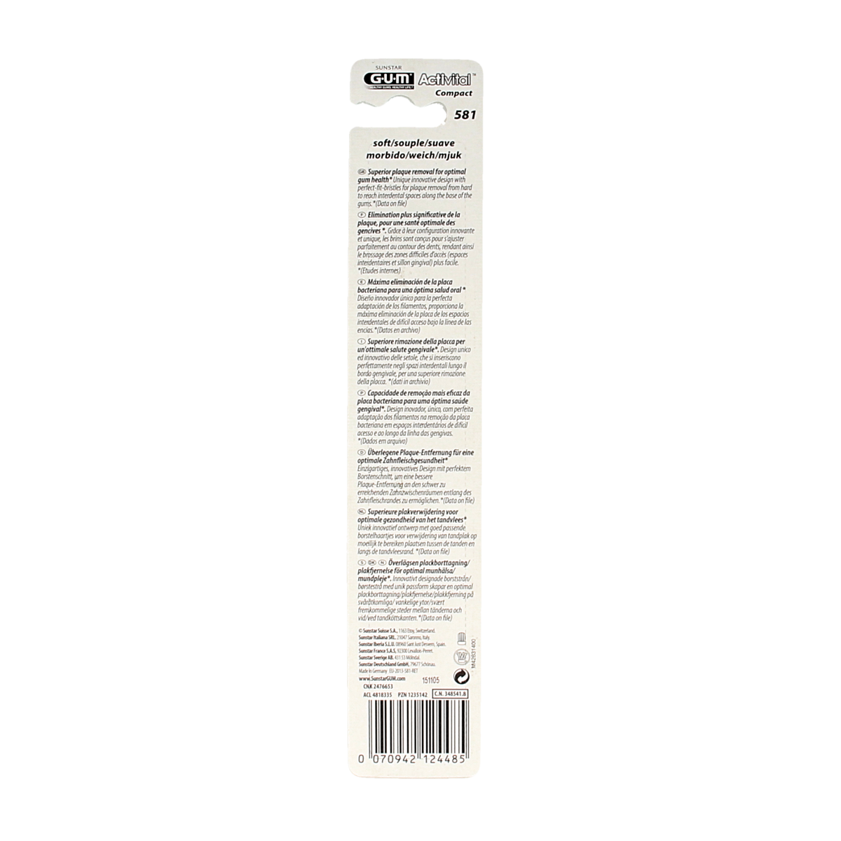GUM Activital soft toothbrush, single pack, with ergonomic handle and soft bristles for gentle cleaning.
