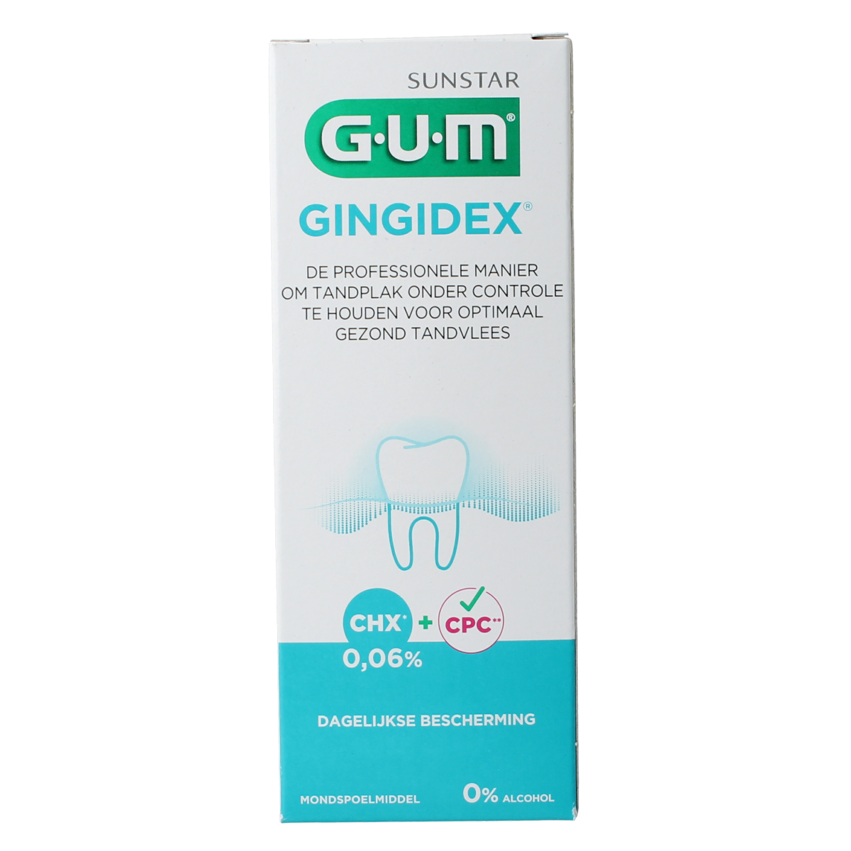 GUM Gingidex mouthwash in a 300ml bottle, antiseptic oral rinse for gum and mouth health.