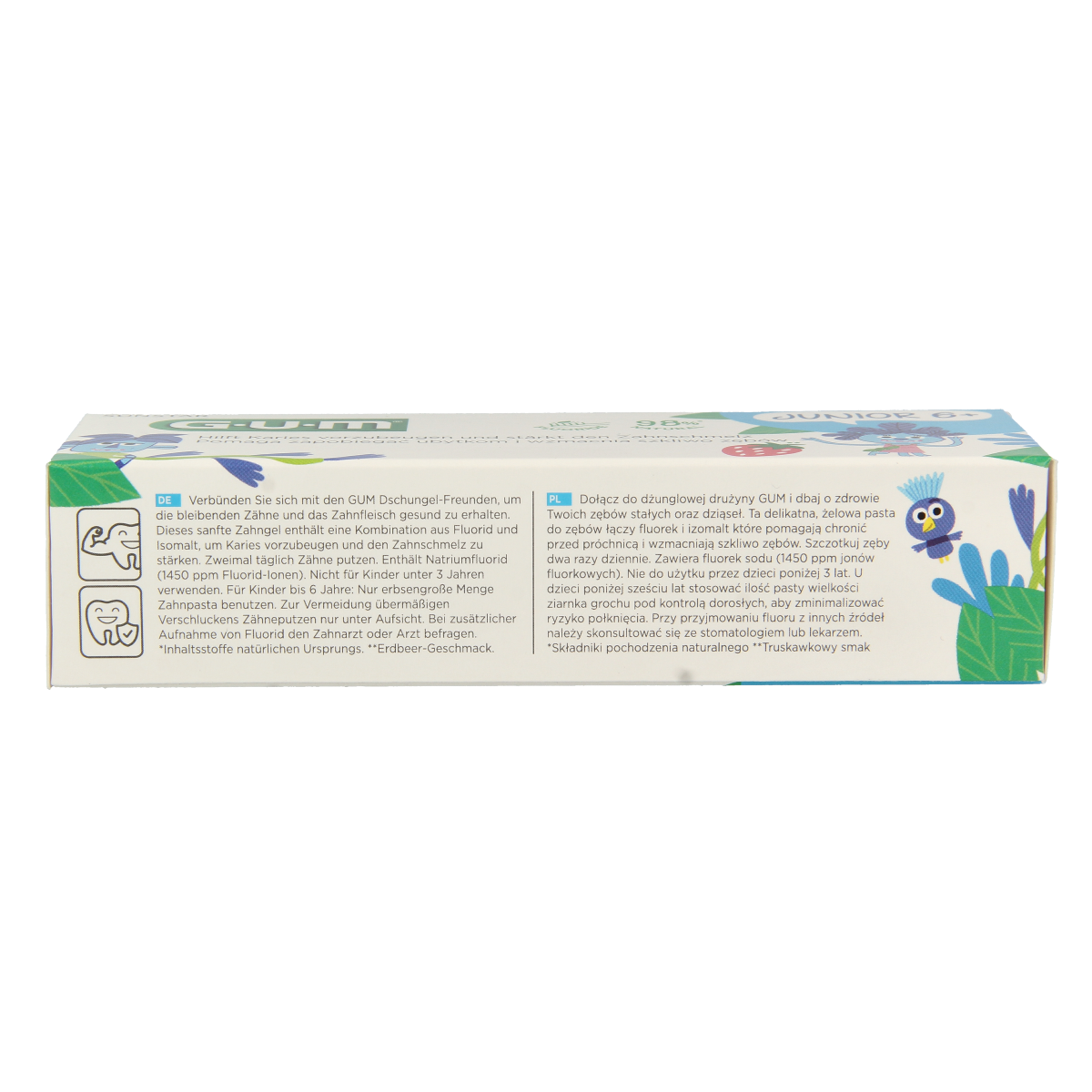 GUM Junior toothpaste 50ml tube with colorful packaging designed for children’s dental care.