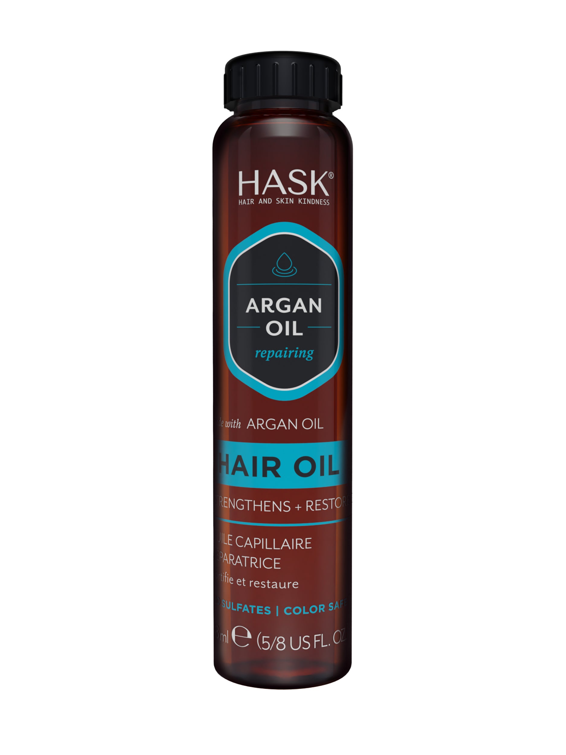 HASK Argan oil repair shine hair oil in 18ml bottle, nourishing hair treatment with argan oil for shine and repair