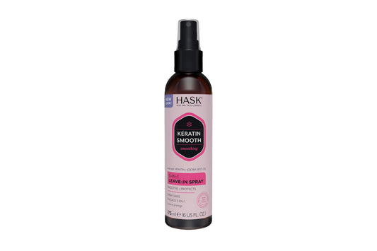 HASK Keratin Protein 5-in-1 spray for hair, 175ml, nourishing hair care product with keratin for smooth, shiny hair.