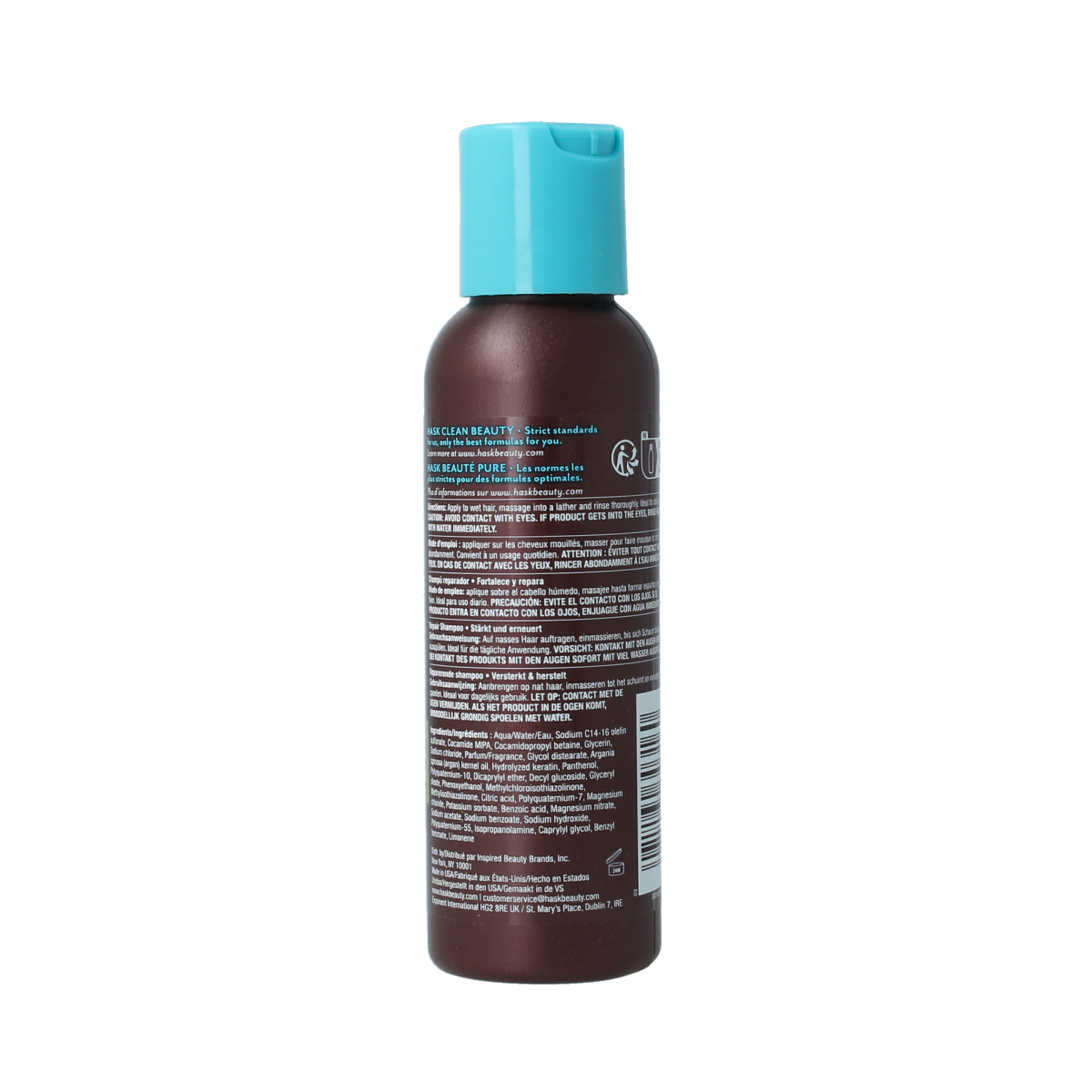 HASK Argan Oil Repair Shampoo in 100ml travel size, gentle hair care product for nourishing and repairing hair.