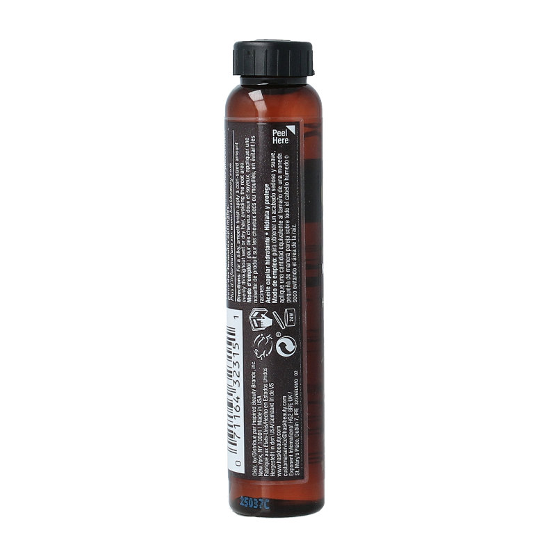 HASK Macadamia oil moisturizing shine oil in 18ml bottle, hair care product with nourishing and gloss-enhancing properties.