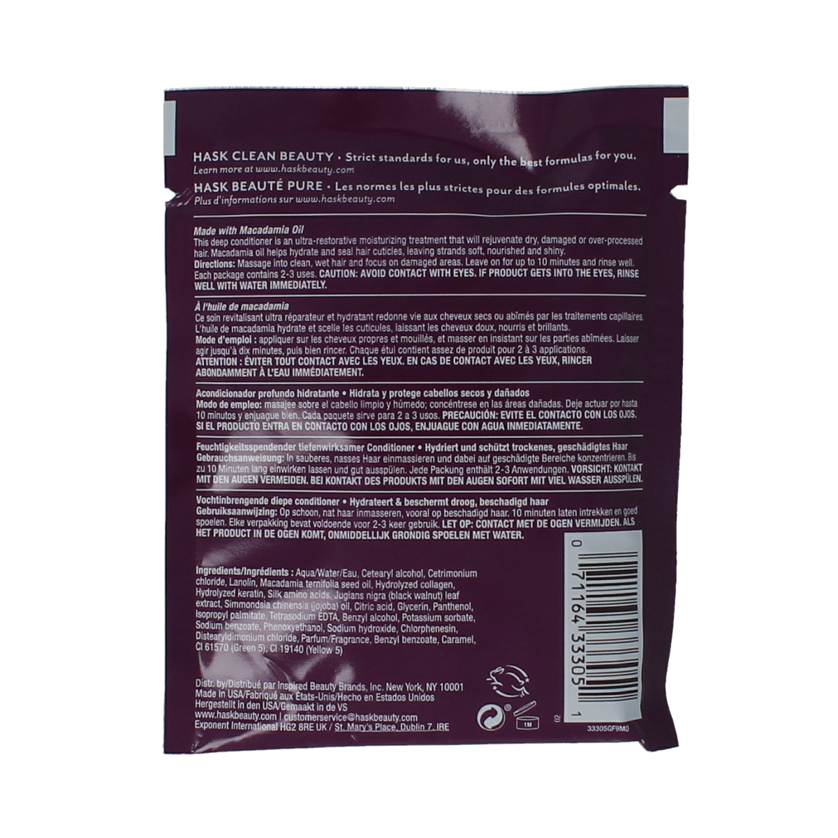 HASK Moist Deep Macadamia Oil Conditioner for hair care, 50ml bottle with creamy texture and nourishing formula.