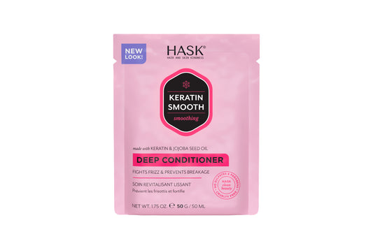 HASK Keratin protein smoothing deep conditioner for hair, 50ml bottle, nourishing hair care treatment for smooth, healthy hair