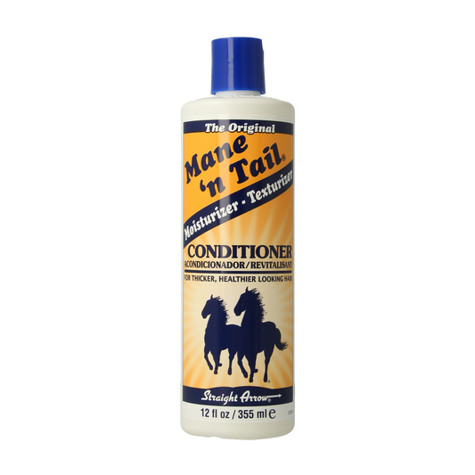 Mane 'n Tail Original Conditioner for hair care, 355ml bottle with white cap, smooth hair texture, and label visible.