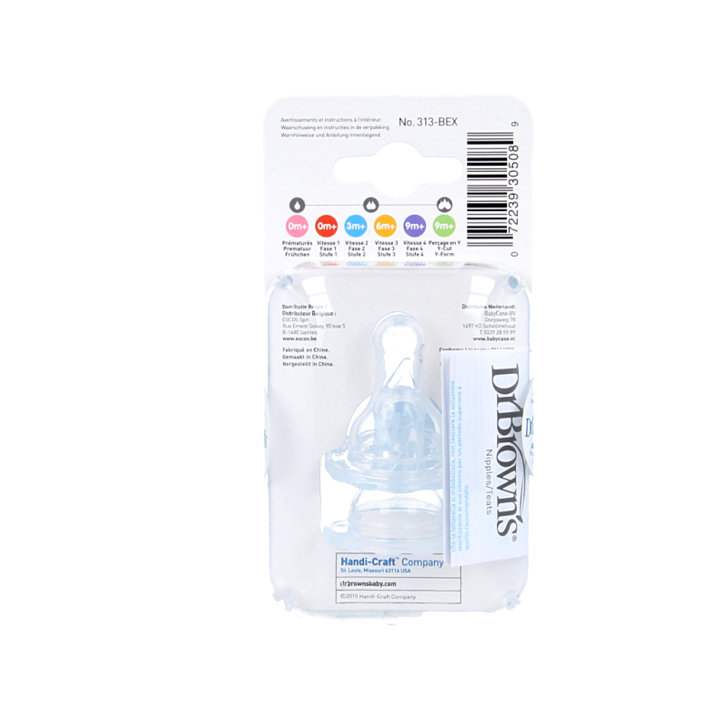 Two Dr. Brown's Speen standaard hals baby bottles with phase 4 nipple, designed for feeding infants comfortably.