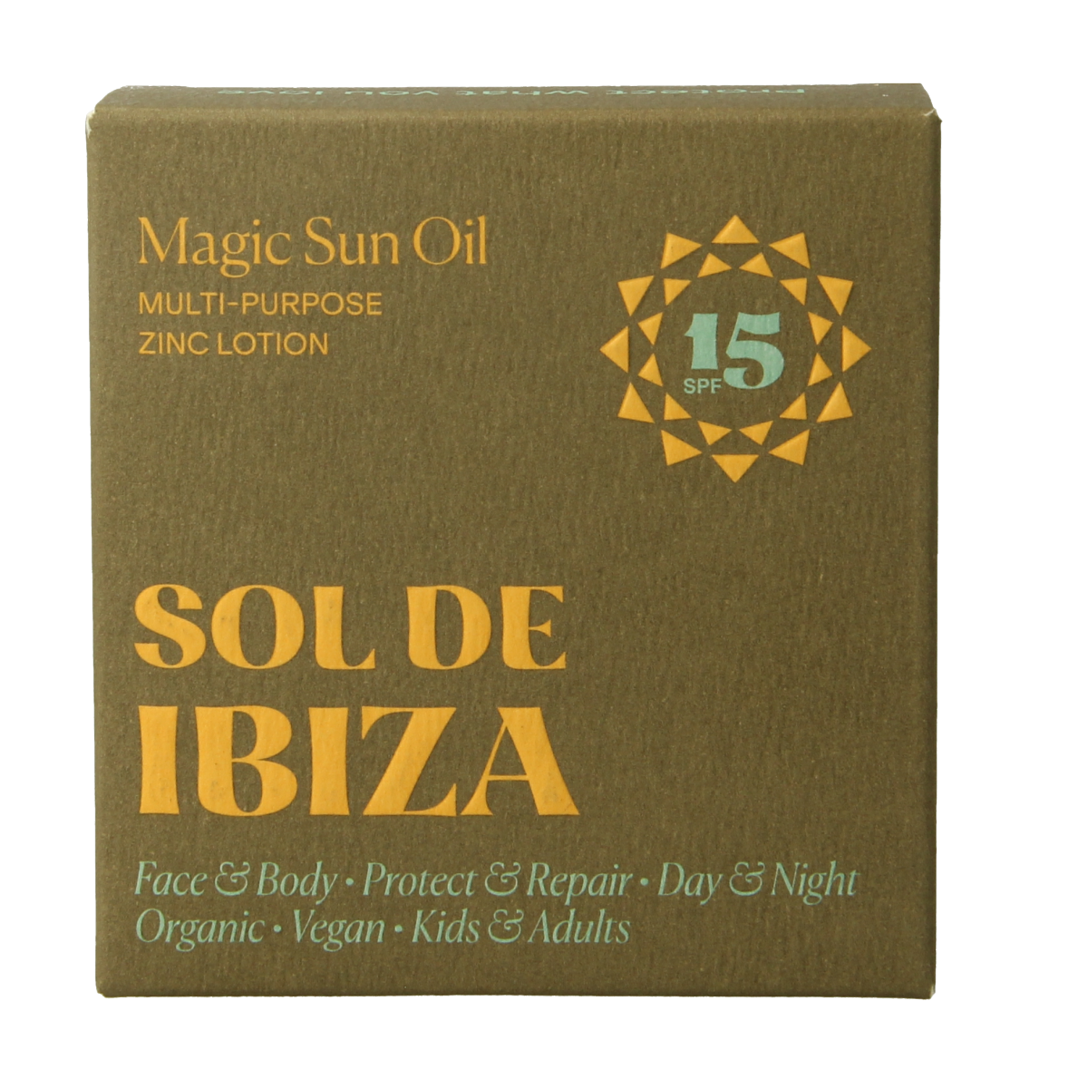 Sol De Ibiza SPF15 nourishing and protective sunscreen oil in 30ml bottle, ideal for sun protection and skin recovery.