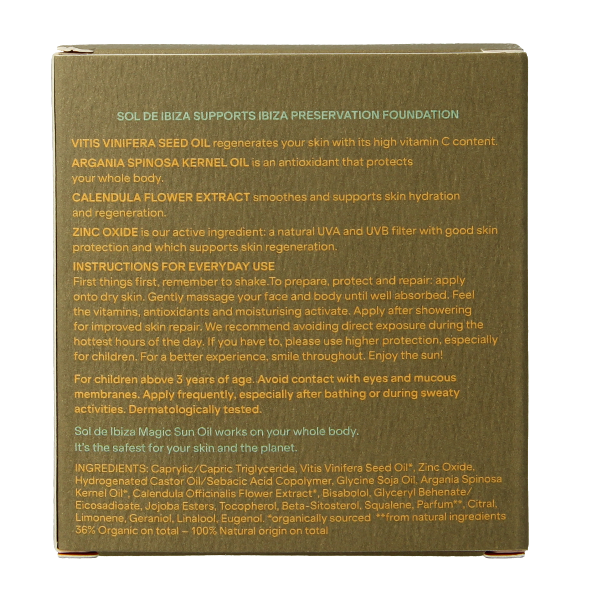 Sol De Ibiza SPF 15 bio sun lotion bottle with protective and restorative properties, 30ml, designed for sun exposure protection.