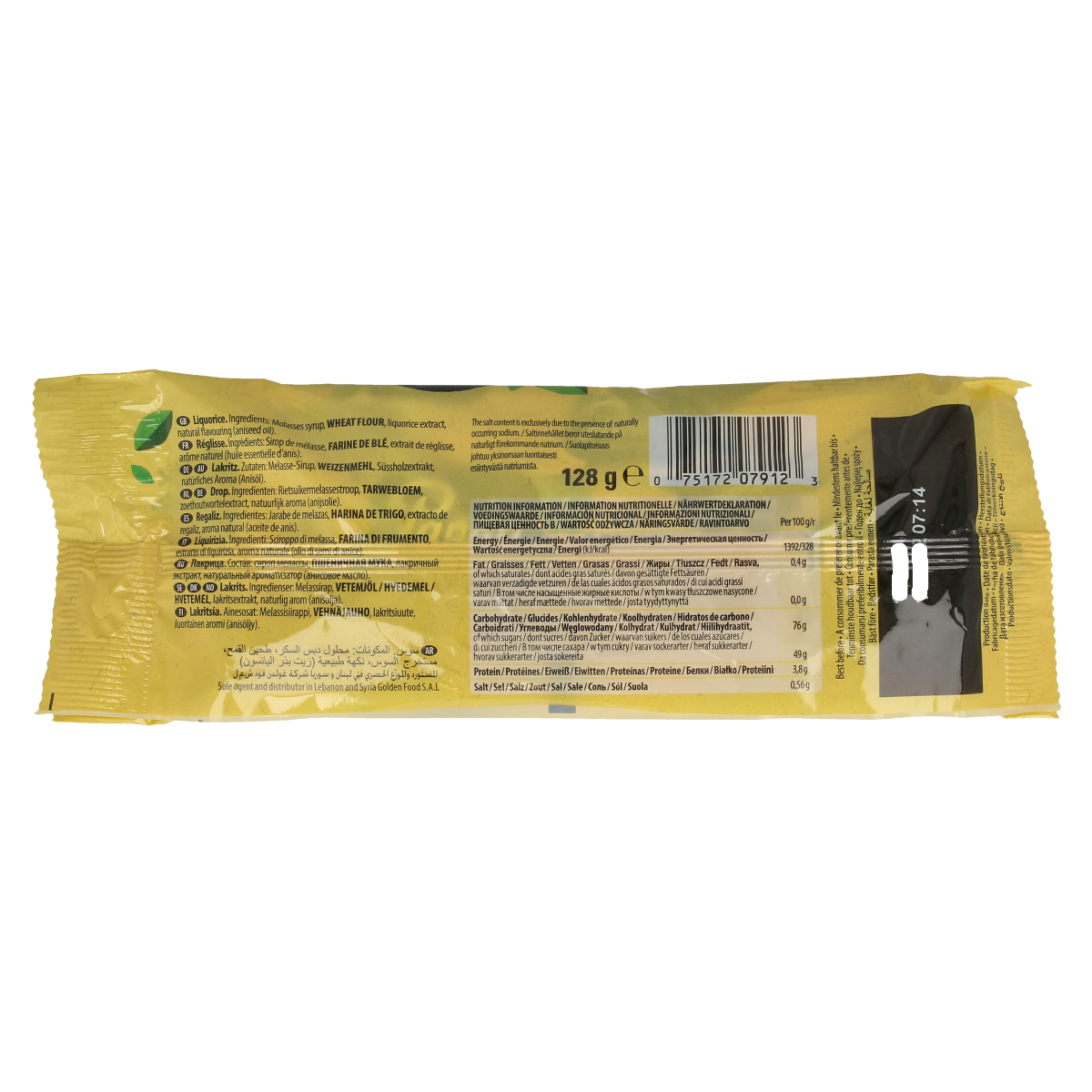Panda Dropstaaf candies in a clear box, showing colorful, chewy snack sticks from the Panda snoepgoed brand.