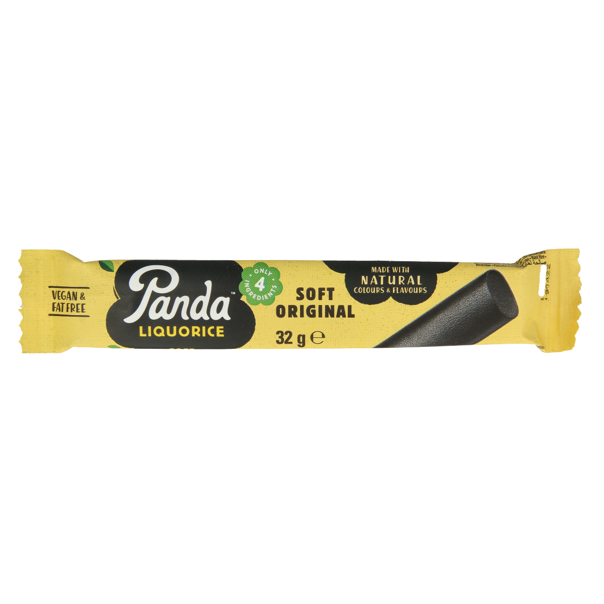 Panda Dropstaaf candy in a 32-gram package, showing colorful chocolate-coated snack with panda branding.