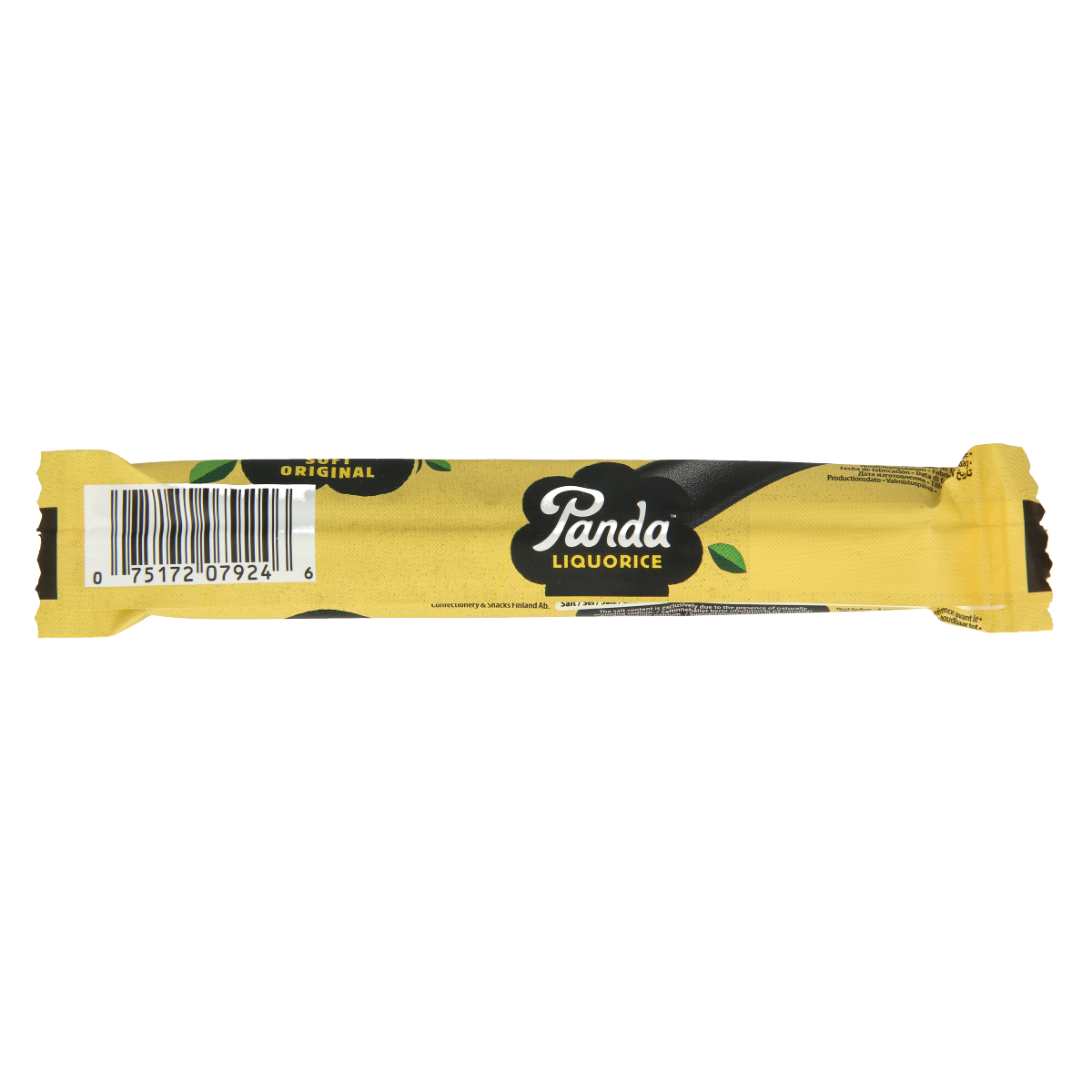 Panda Dropstaaf 32g candy bar showing the chocolate-covered biscuit snack with Panda branding on the packaging