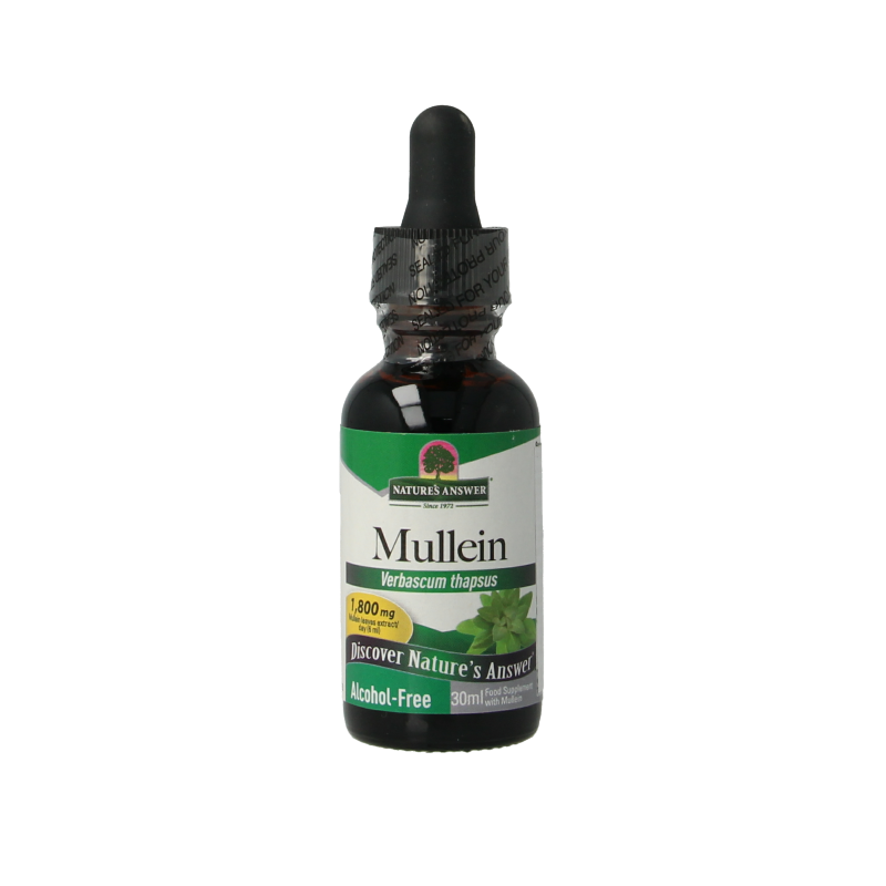 Natures Answer Mullein verbascum thapsus extract alcohol-free in a 30ml bottle, herbal supplement for respiratory support.