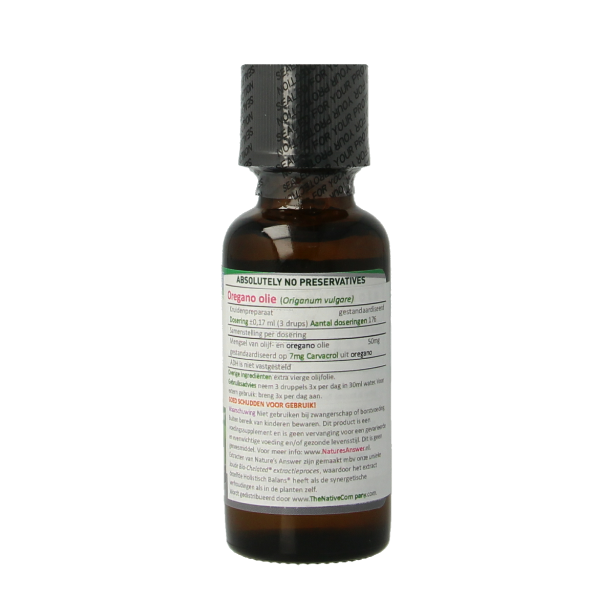 Natures Answer oregano oil 50% carvacrol in 30ml bottle, herbal supplement for immune support, natural remedy.